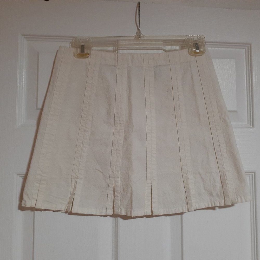 D'Beauty lightweight cotton beige summer mini tennis skirt with slits size XS